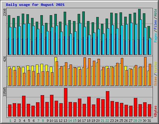 Daily usage for August 2021