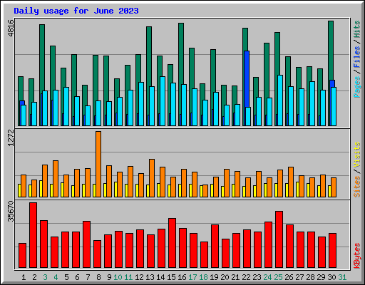 Daily usage for June 2023